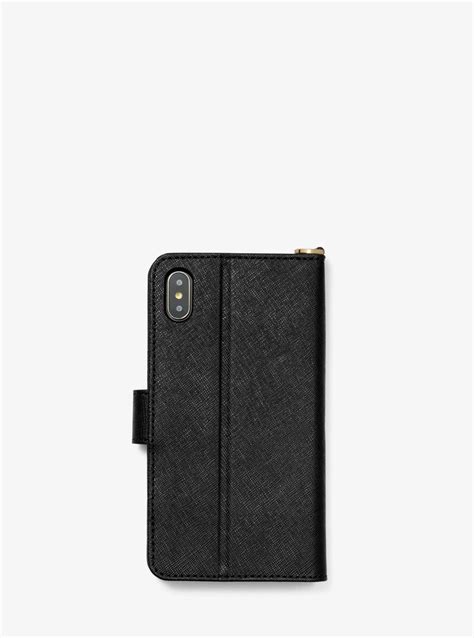 michael kors saffiano leather pocket case for iphone x|Saffiano Leather Folio Case for iPhone X/XS .